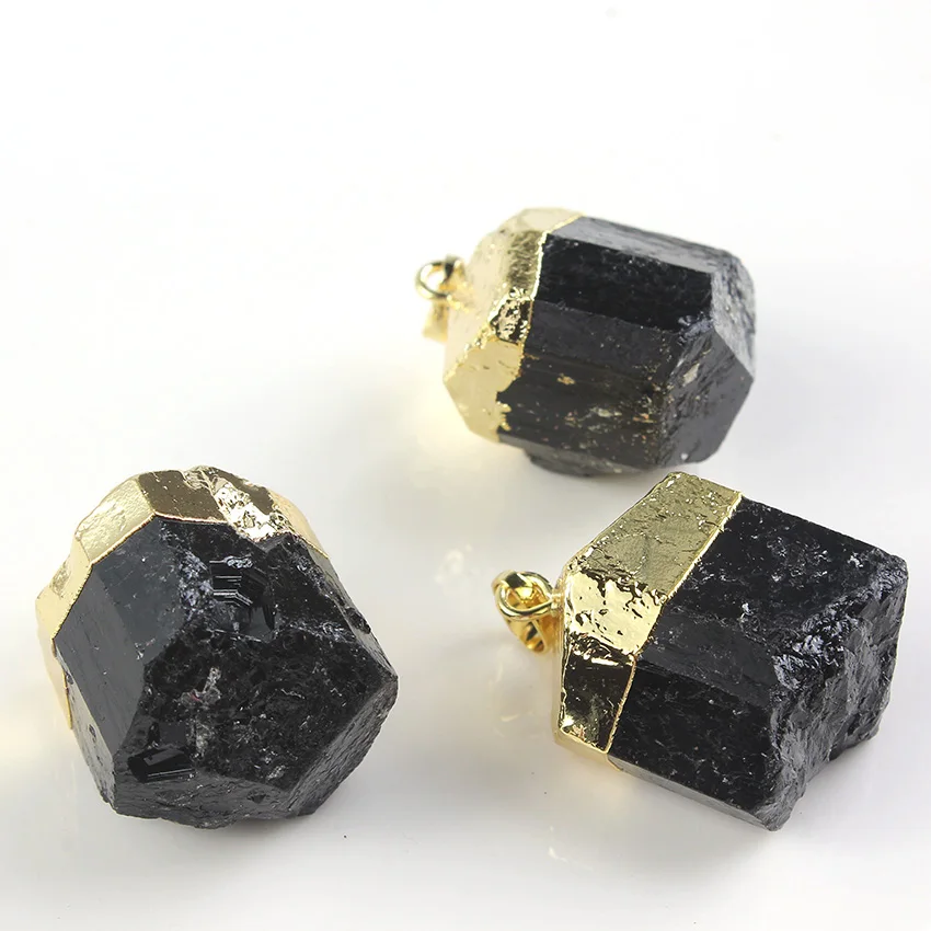 YJXP светло-золотой цвет натуральный черный турмалин подвеска турмалиновые камни