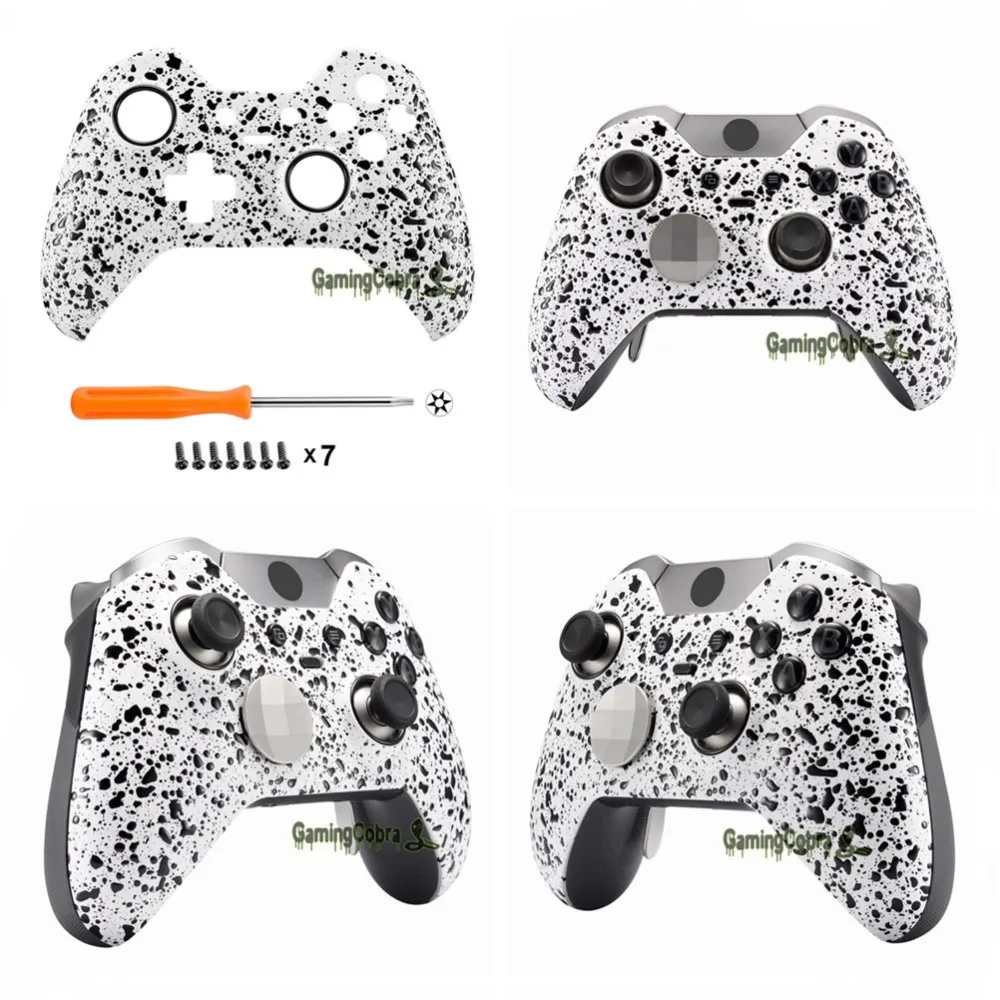 Textured White Faceplate Cover Front Housing Shell Replacement Kit for Xbox One Elite Controller with Rings#XOEP011