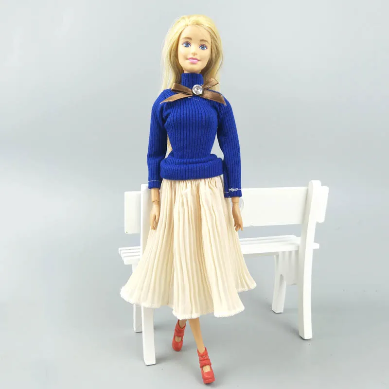 3 компл./лот модная кукольная одежда блузки и шифоновая плиссированная миди юбка