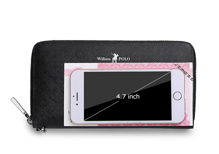 Мужской держатель для карт, клатч, кошелек, длинный, Бизнес Стиль, натуральная кожа, на молнии, ремень, роскошный бренд, мужской кошелек для Iphone
