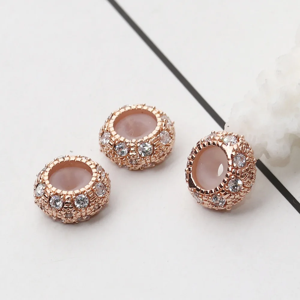 DoreenBeads медные ползунок с застежкой круглые шарики из розового золота силиконовые