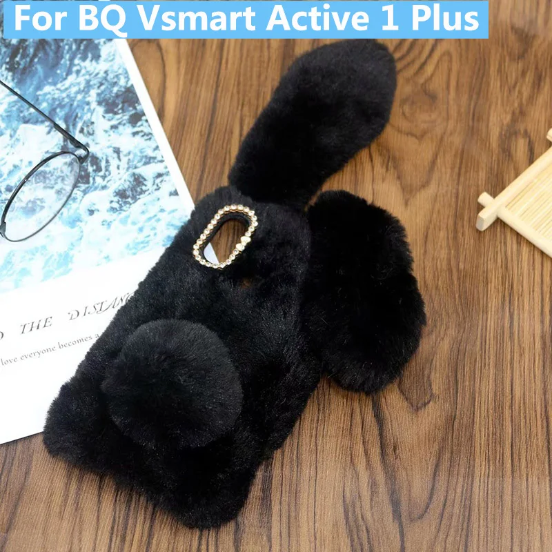 Чехол для BQ Vsmart Active 1 Plus мягкий пушистый чехол из ТПУ с кроличьими ушами и