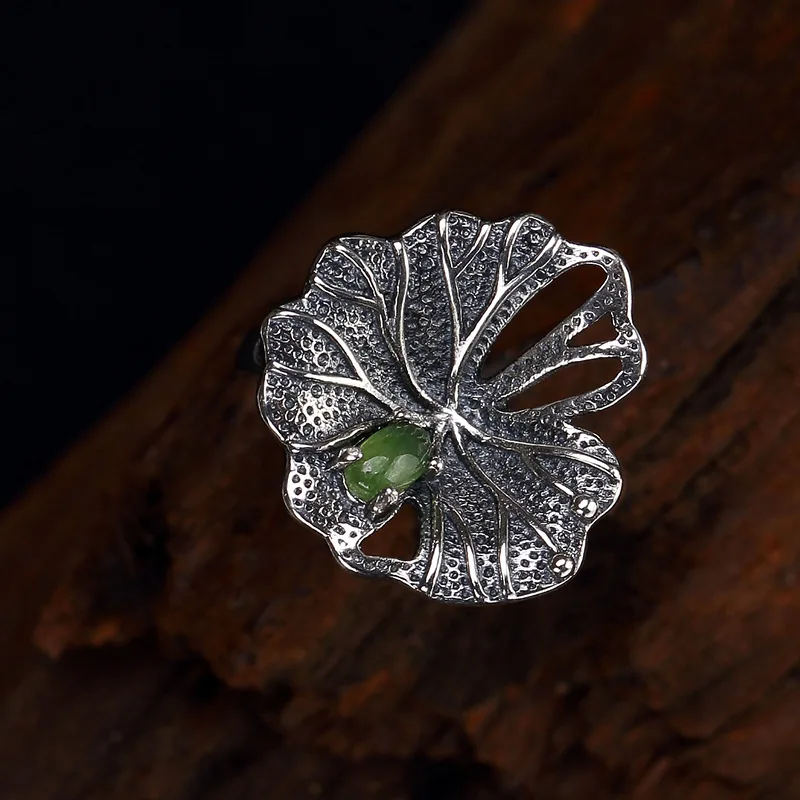 

Новое поступление Серебро S925 чистое серебро Лотос натуральный Хотан Jade Jasper открытие стерлингового серебра дамское кольцо оптовая продажа ...