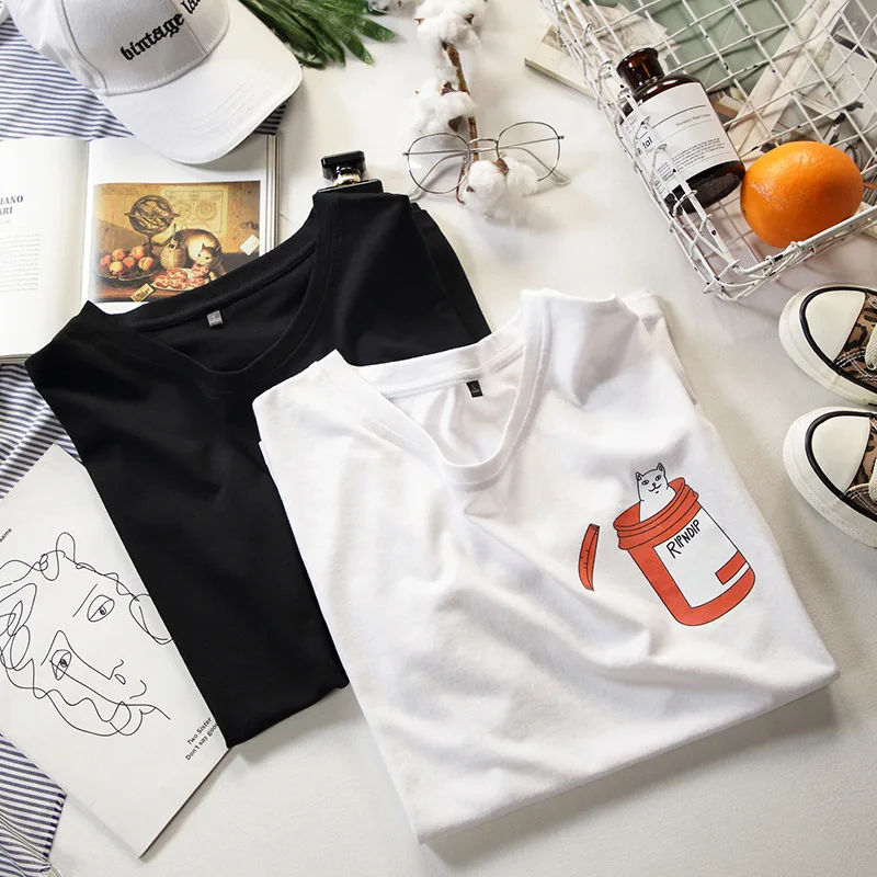 Женские футболки с коротким рукавом smiple корейские модные принтом kawaii лето 2019 |