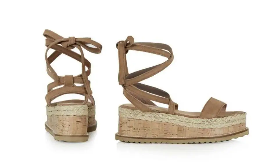 Женские сандалии с соломенным шнурком римские босоножки перекрестными ремешками размер 34 39 летняя