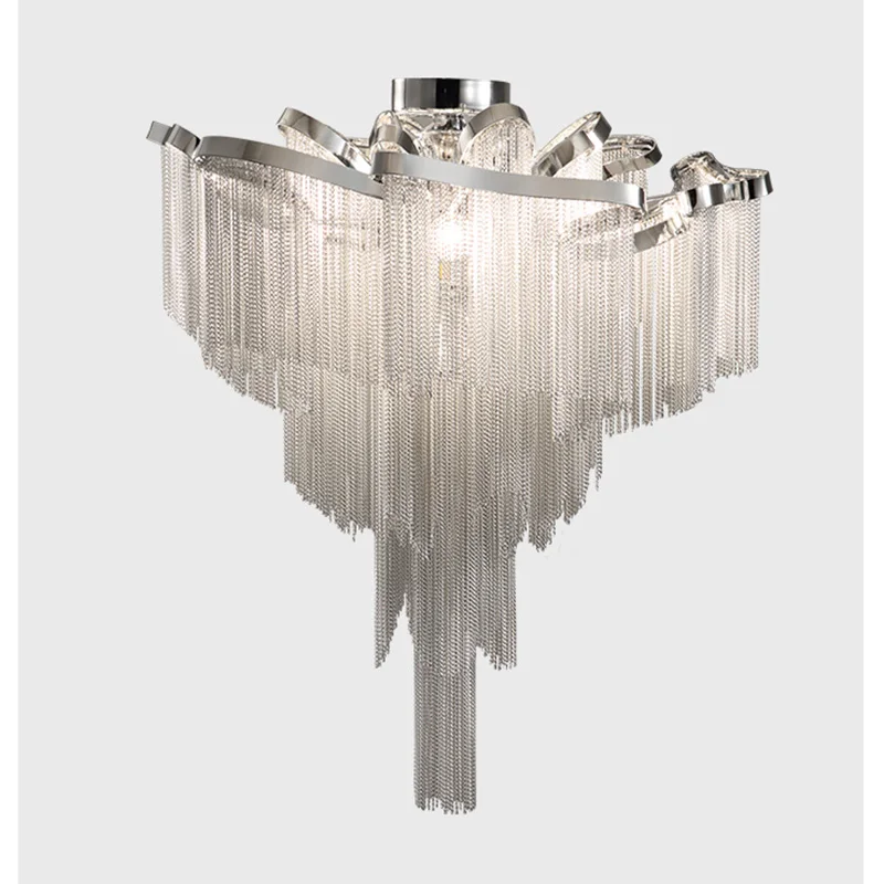 Chain Tassel Ceiling Lamp Stream Light Fixture Aluminum Empire Vintage Hanging Suspension Lustre CA002 | Лампы и освещение