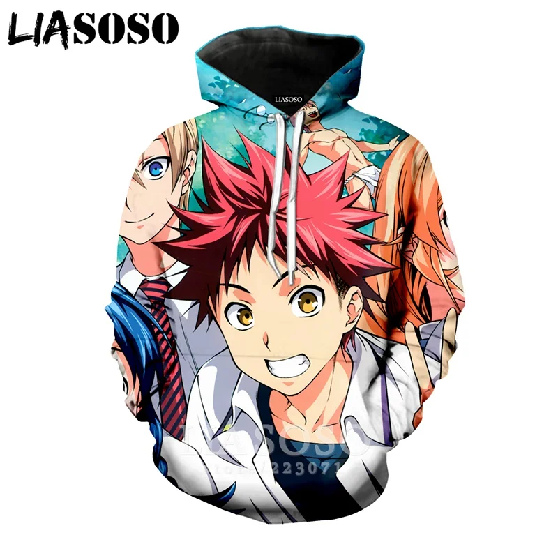 LIASOSO зимний модный Мужской Женский свитшот с 3D принтом аниме Shokugeki no Soma толстовка