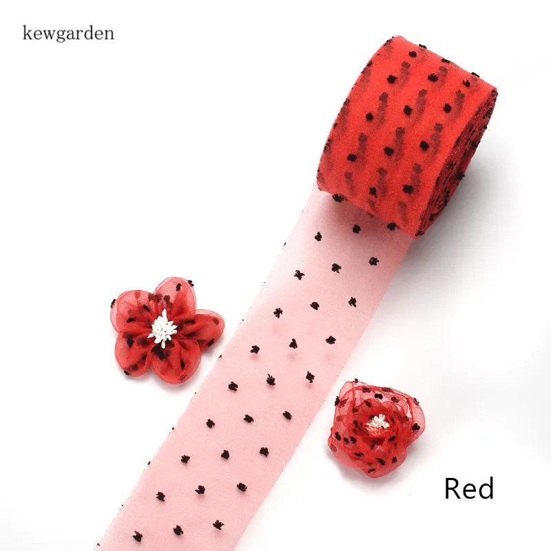 Мягкая лента Kewgarden для творчества 6 см 60 мм с контрастными цветными точками 12 м/лот