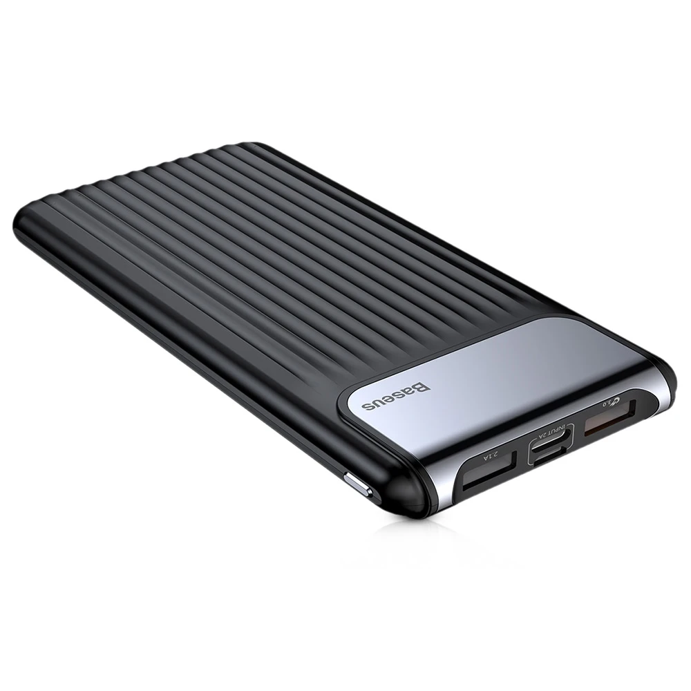 Baseus портативный тонкий цифровой 10000 мАч power Bank QC 3 0 двойной USB bank Тонкий внешний
