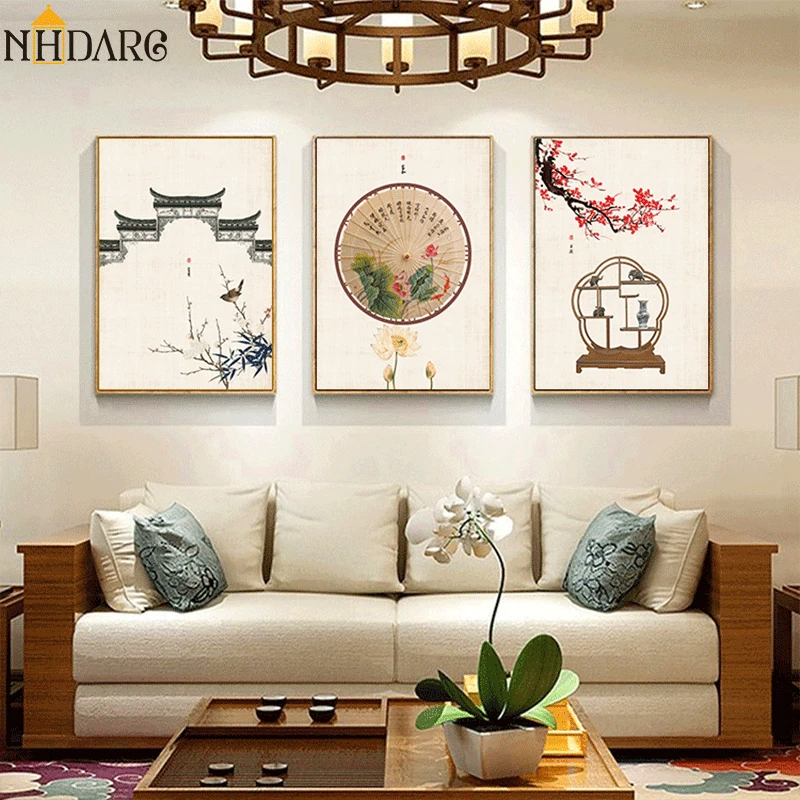 

New Chinese Still life Plum Blossom Scenery Posters and Prints Canvas Painting Wall Art Wall Picture for Living Room Home Decor