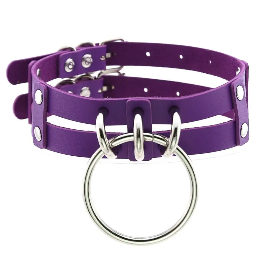 purple DIEZI Harajuku Круглый колье ожерелье s серебро Металл Готический Чокер Воротник Ожерелье для мужчин женщин вечерние жгут аниме ювелирные изделия - Окраска металла: purple