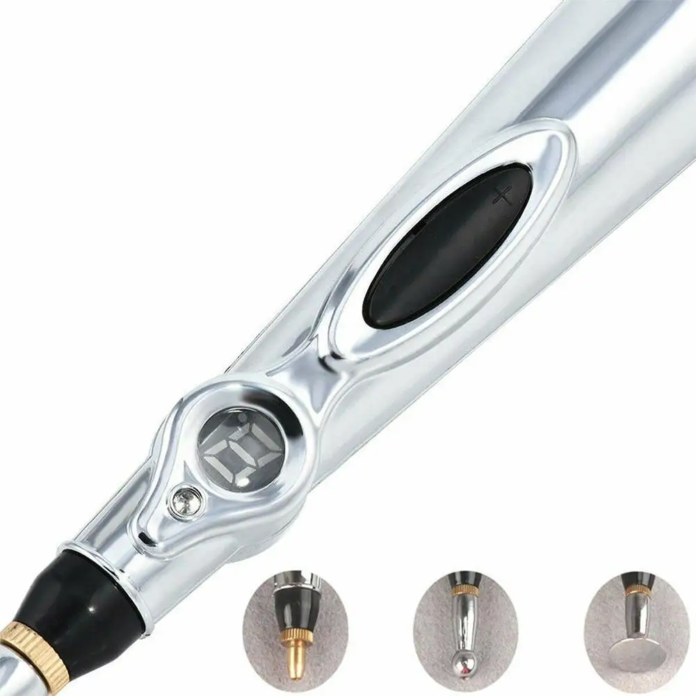 3 in 1 Electric Acupuncture Magnet Therapy Heal Massage Pen Meridian Energy Pen Relief Pain Tools with 3 replacement head Health
