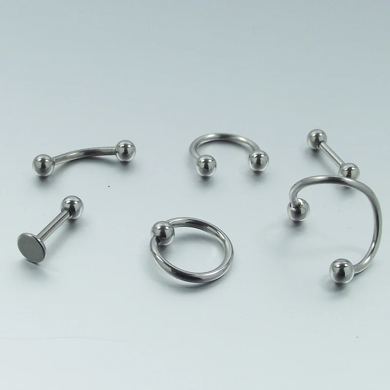 6 шт./компл. 16 г нержавеющая сталь Нос губ Козелок Уха Пирсинг спираль живот в язык