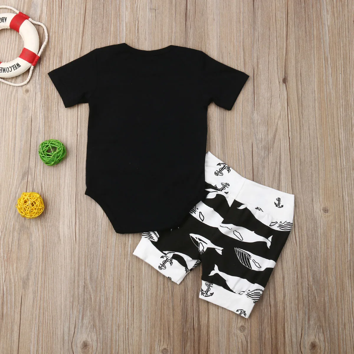 Детский комплект из 2 предметов черный комбинезон с карманами и шорты в виде Кита