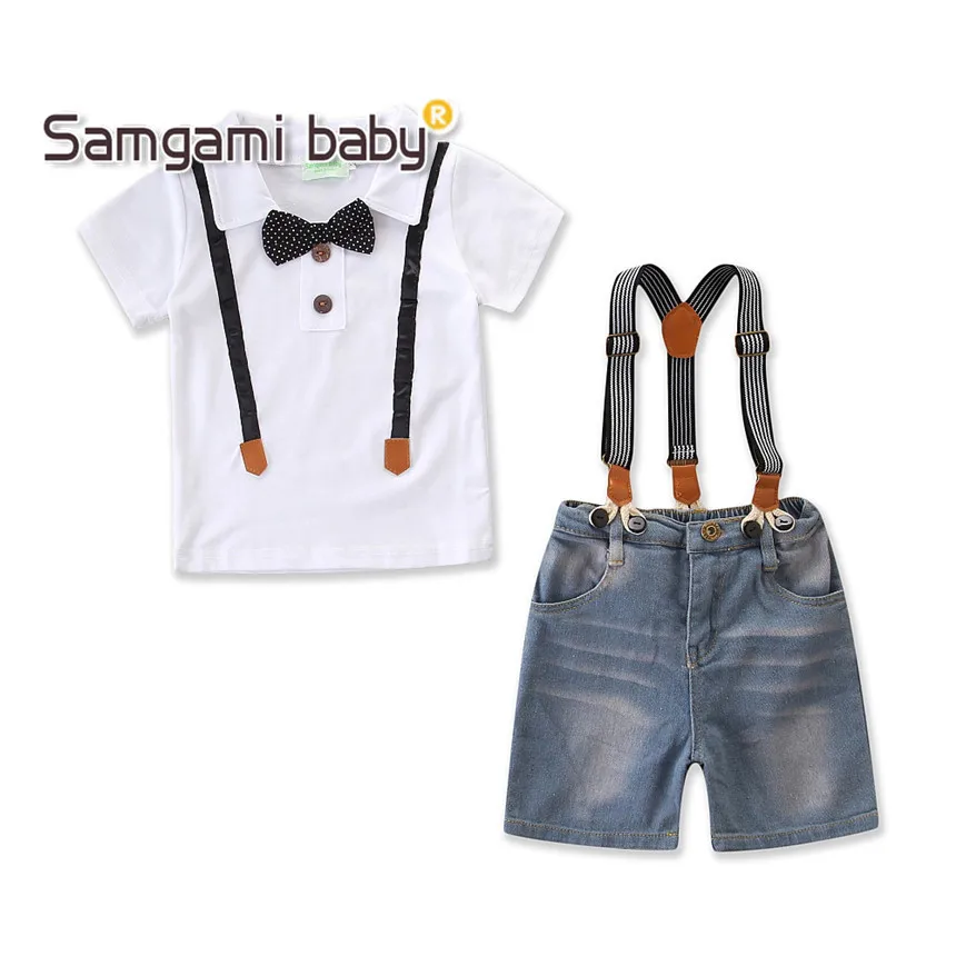 SAMGAMI BABY/2018 новая детская одежда рубашки с короткими рукавами для мальчиков + брюки