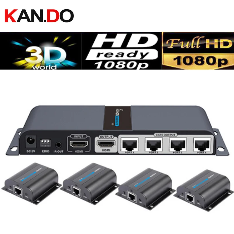 Разветвитель 714pro HDMI 1X4 кабель cat6/7 до 40 м с ИК управлением (1 Отправитель + 4