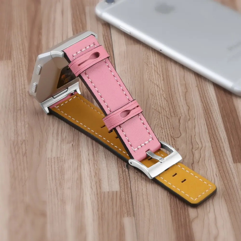 NEW Genuine Leather Band Strap Replacement Accessories Wristband for Fitbit Ionic Women Men 5 Colorful Black | Электроника