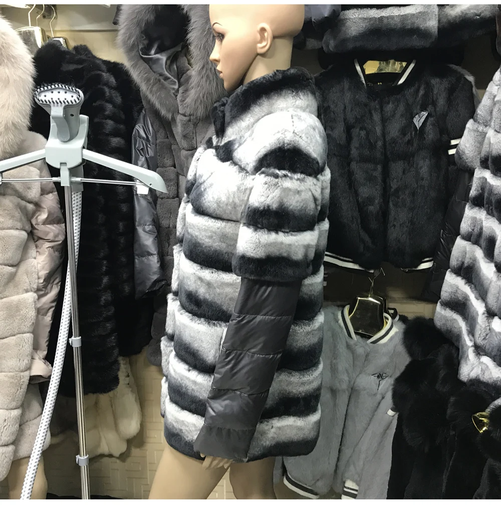 Женский Настоящий мех кролика пальто натуральная модная куртка с мехом кролика рекс зимняя теплая натуральная женская верхняя одежда из меха кролика рекс