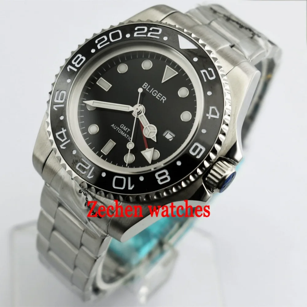 43 мм Bliger DG3804 GMT автоматические механические светящиеся мужские часы наручные |