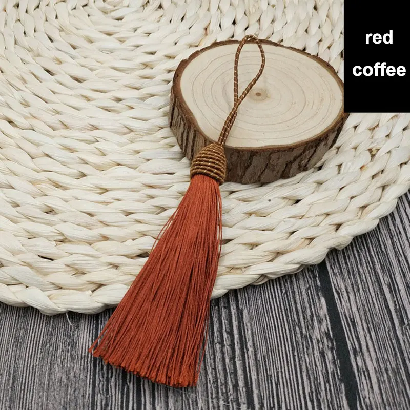 red coffee 2 шт./лот 9 см нить Ленточки Декоративные Шелковые бахромой гарнитур DIY кисточка швейная ткань аксессуары отделкой бахромой для tassel Pendant - Цвет: red coffee