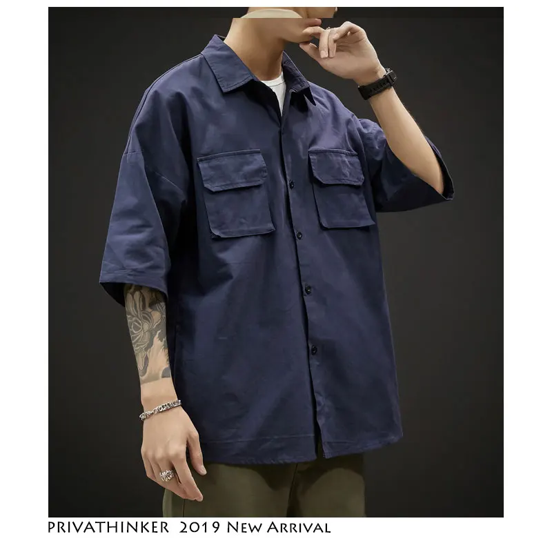 Privathinker для мужчин 2019 летние рабочие стильные рубашки s японские однобортные