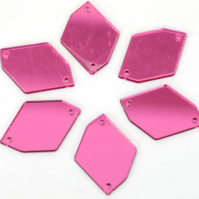 Пробивая распродажа! 50 шт. розовые зеркальные пришивные стразы нестандартные