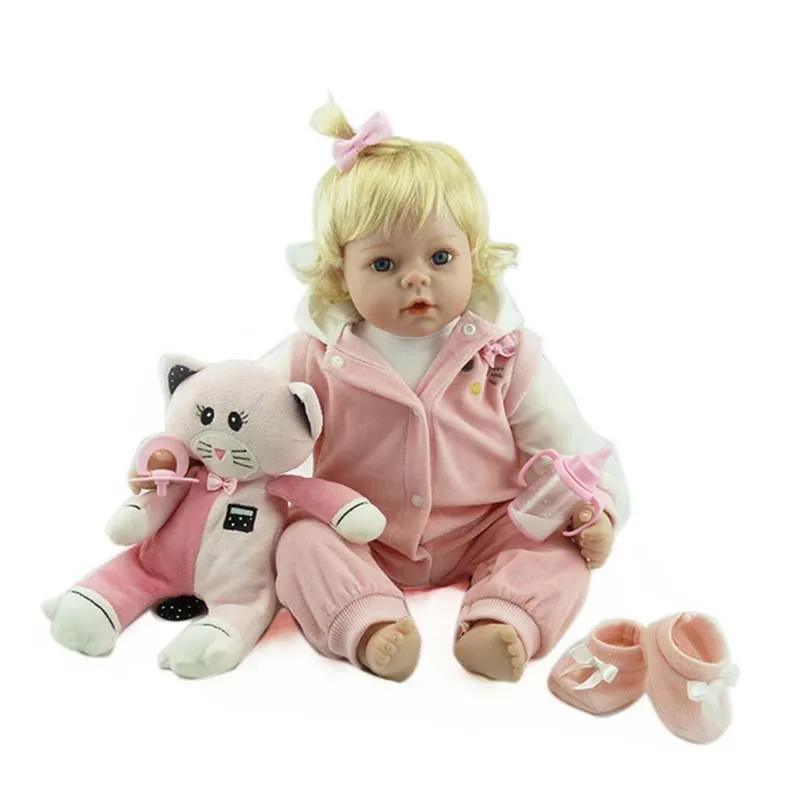 

55cm Lifelike Newborn Baby Bebe Kid Toy Cute Girl Silicone Reborn Baby Dolls