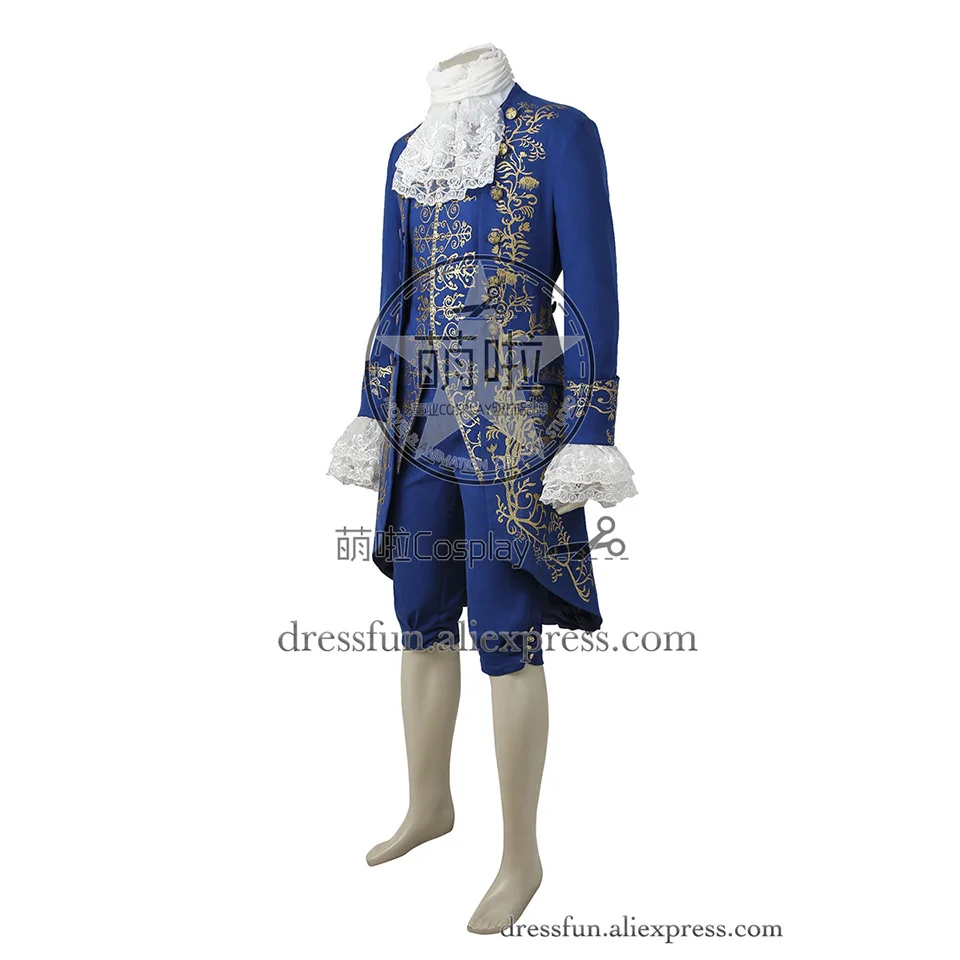 Beauty and the Beast Cosplay Costume Prince Adam Blue Coat Full Set Uniform Clothing Fashion Dress Christmas | Тематическая одежда