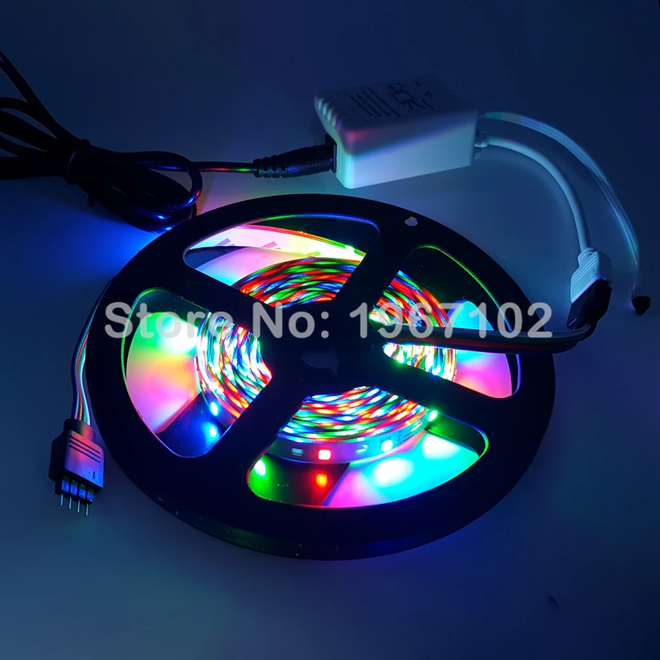 10 комплектов RGB Светодиодные ленты 5 м 300 светодио дный 3528 SMD 12 В 2A Мощность адаптер 24Key ИК-пульт гибкие светодиодные светодио дный ленты лампы для дома