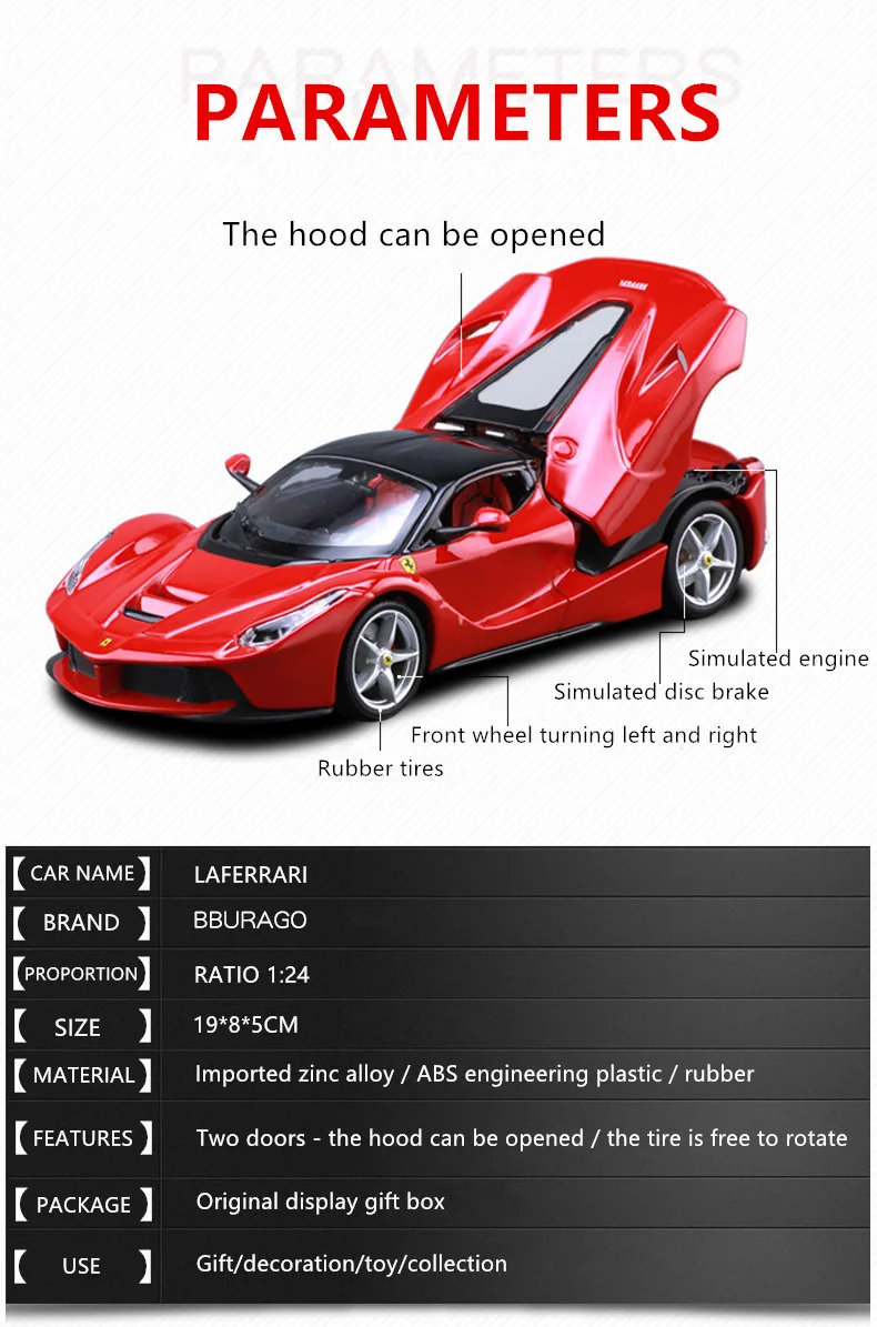 Bburago 1:24 Ferrari FXXK rad коллекция производитель авторизованный имитационный сплав модель автомобиля ремесла украшение коллекция игрушек
