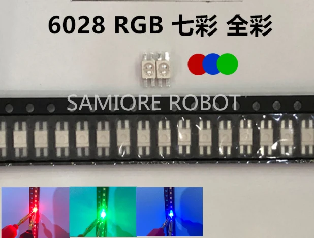 100 шт. SMD 3528/6028 RGB светодиодный общий анод SMT чип триколор (красный зеленый синий) 1210