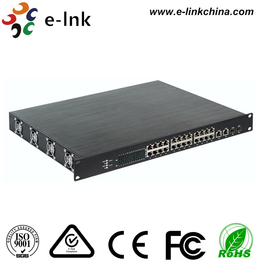 Управляемый веб смартфон 24 порта 10/100Base TX (PoE +) + 2 10/100/1000Base T/SFP комбинированный