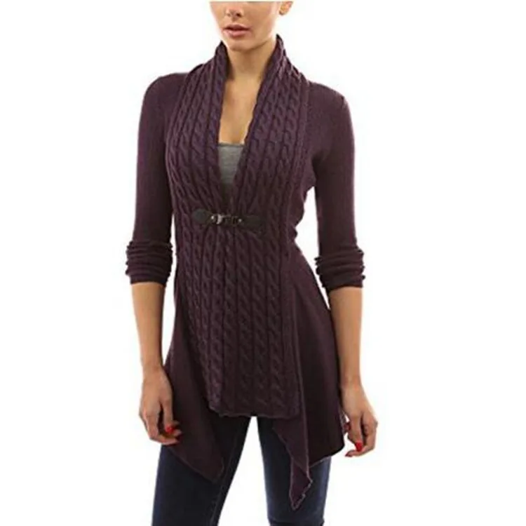 New Arrival Hemp Flower Pattern V Collar Pure Color Long Sleeve Colorful Woman Button Cross Knitwear | Женская одежда