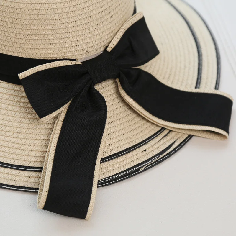 summer straw hat women big wide brim beach sun foldable block UV protection panama bone chapeu feminino |