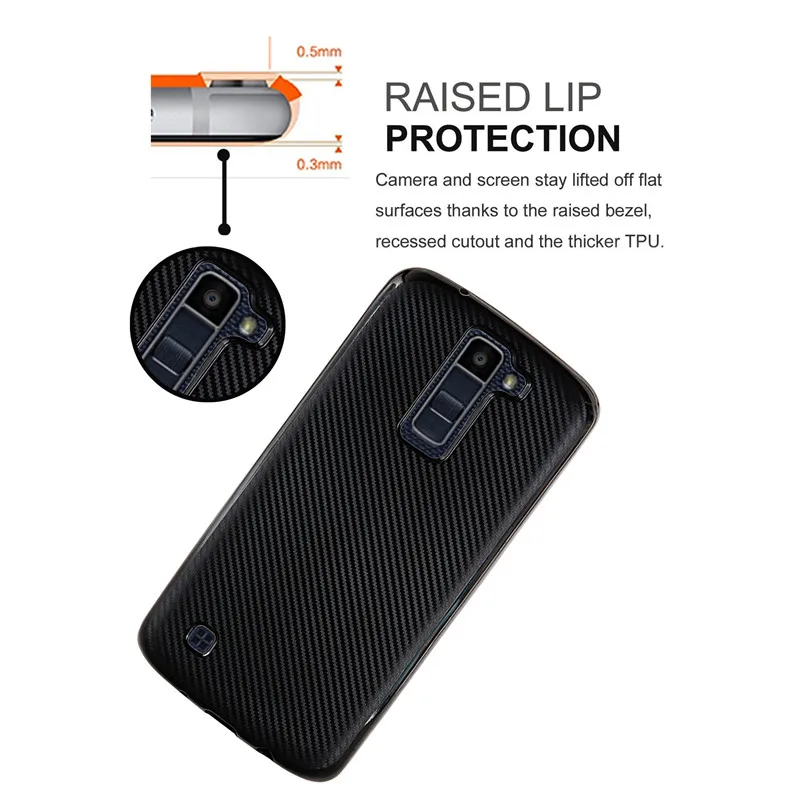 WolfRule For Case LG K8 Cover Luxury Full Protection Carbon Fiber Brushed Soft TPU K350 K350E K350N |