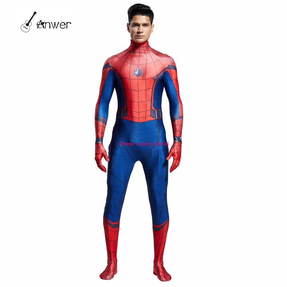 3D Spider-man Homecoming Cosplay Costume Man Spandex Lycra Spiderman Zentai Suit with Mask Halloween Party Bodysuit | Тематическая
