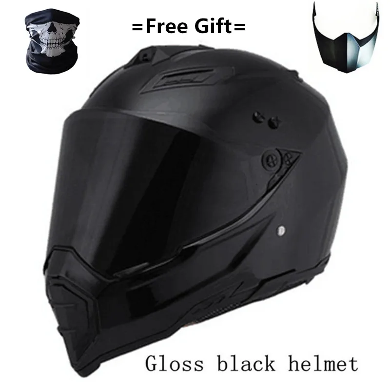 Gloss black-dark BYE New Motorcycle Helmet Men Full Face Helmet Moto Riding ABS Material Adventure Motocross Helmet Motorbike DOT Certification - Цвет: Gloss black-dark