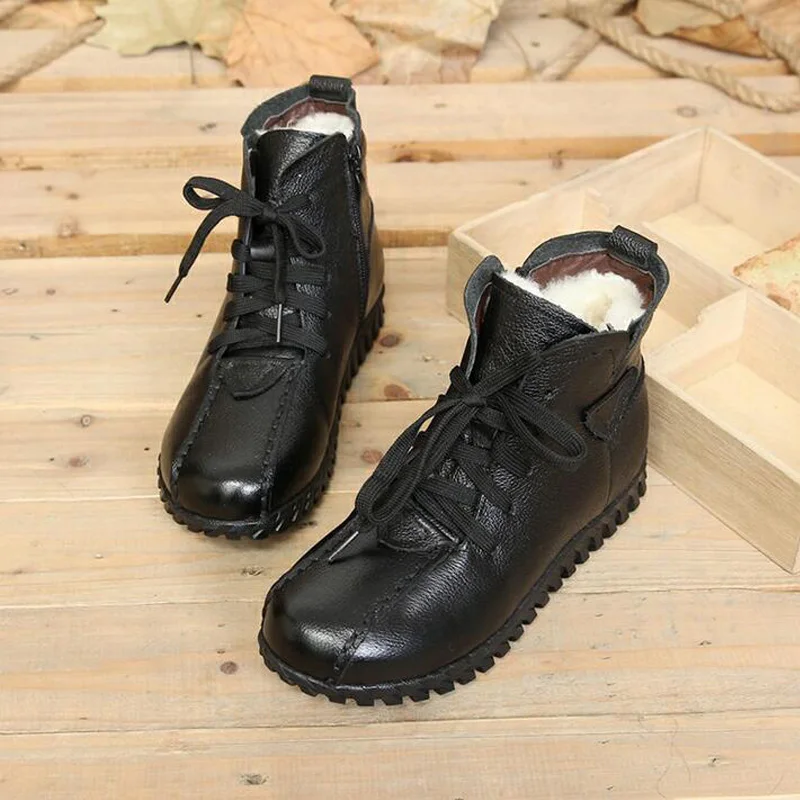 Новинка 2018 женские ботинки из натуральной кожи Осень-зима короткие на шнуровке |