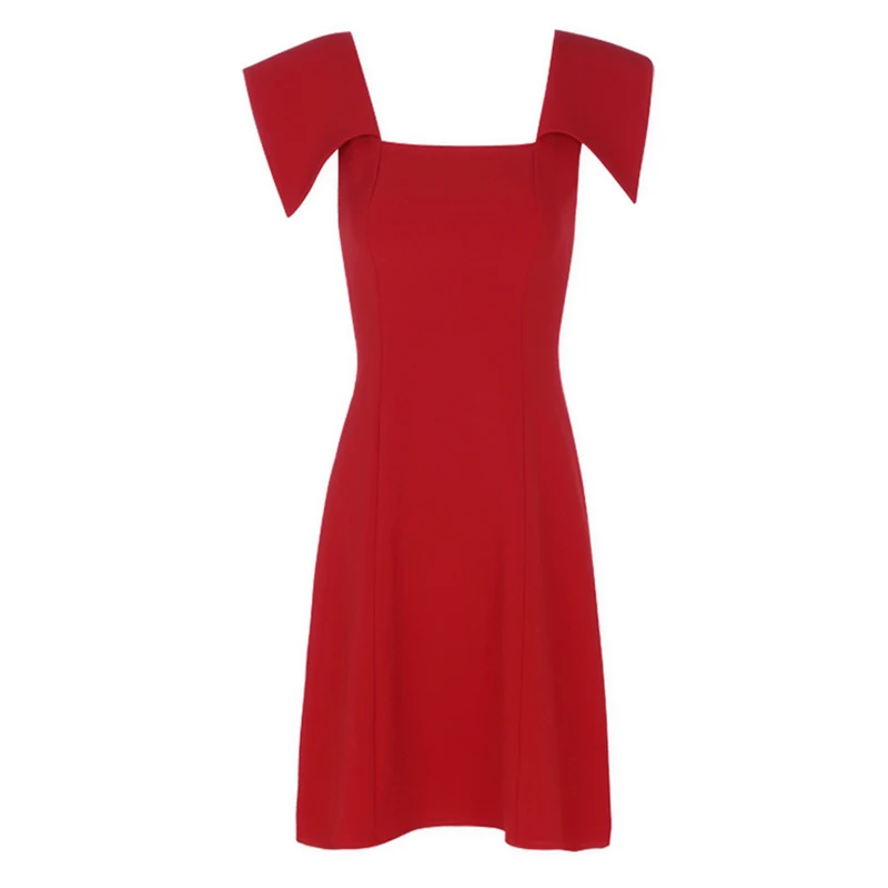 INDRESSME, новинка, женское платье с вырезом лодочкой, однотонное, красное, с коротким рукавом, с открытой спиной, ТРАПЕЦИЕВИДНОЕ, модное, Имперское, новое, мини-платье
