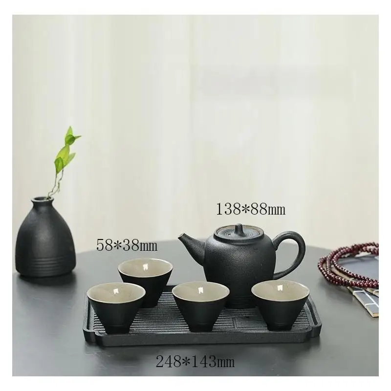 

Chinese Travel Ceramic Portable Teaset Drinkware Ceramic Tea Set For Home Include 1 Teapot 4 Teacups Durable Black Teapot Kettle