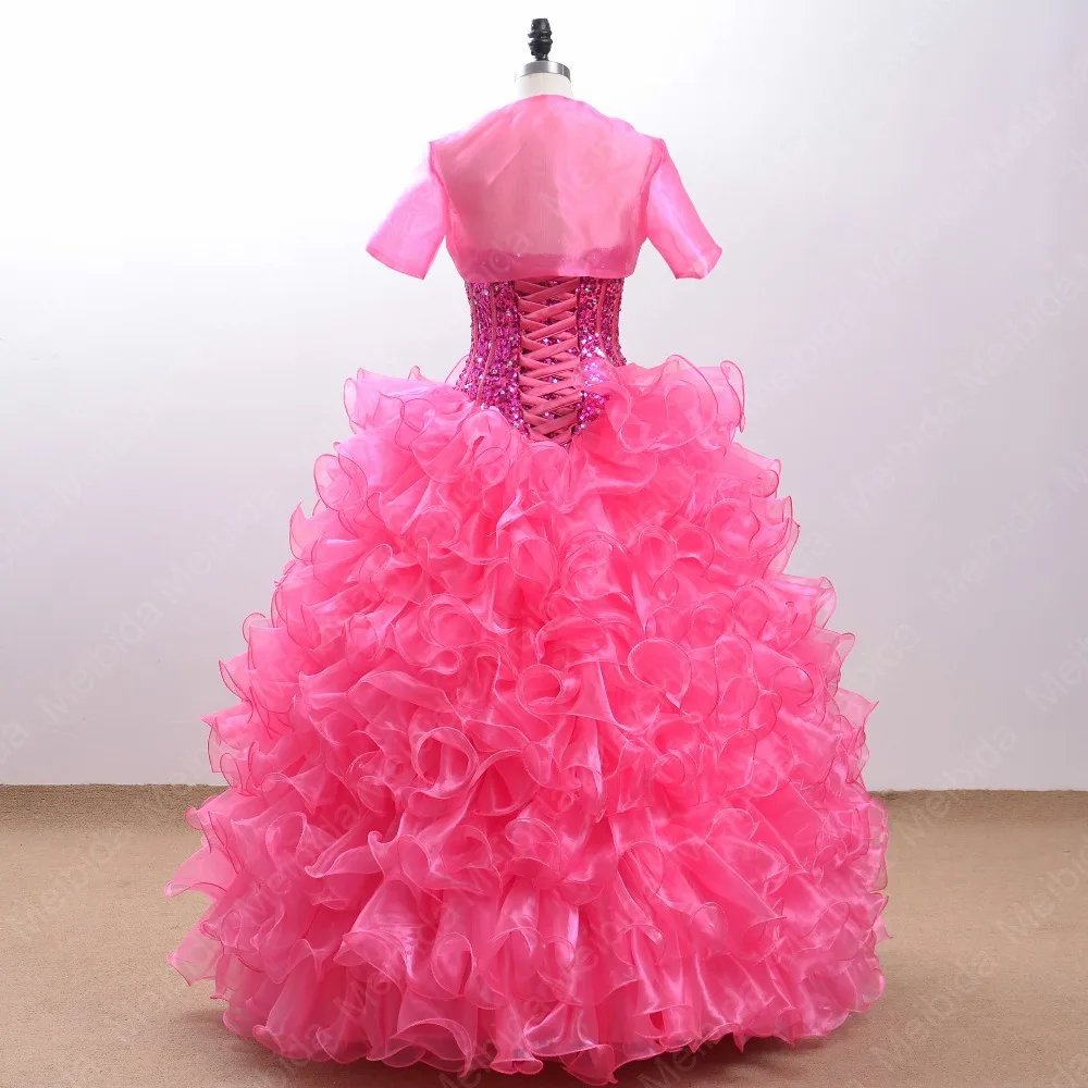 2016 Real Image Hot Quinceanera Dresses Beaded Corset With Jacket Sweet 15 Anos vestido Ball Gown Plus Szie Dress | Свадьбы и