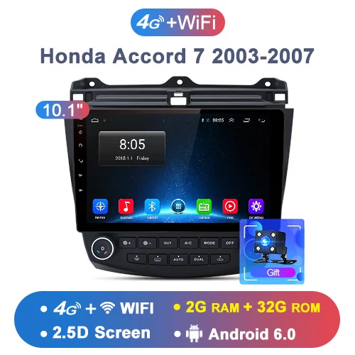 2-32GB 4G-WIFI AWESAFE для Honda Accord 7 2003 2004 2005 2006 2007 Автомобиль Радио Мультимедийный видеоплеер gps без 2din 2 din Android 8,1 2G+ 32G - Цвет: 2-32GB 4G-WIFI