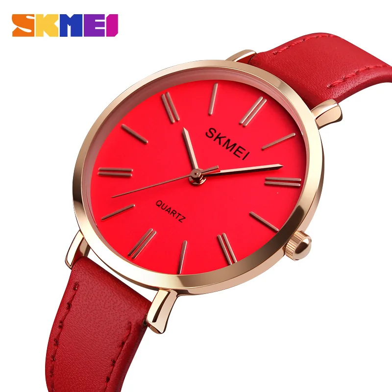 Skmei женские кварцевые montre femme классические часы с кожаным ремешком для отдыха