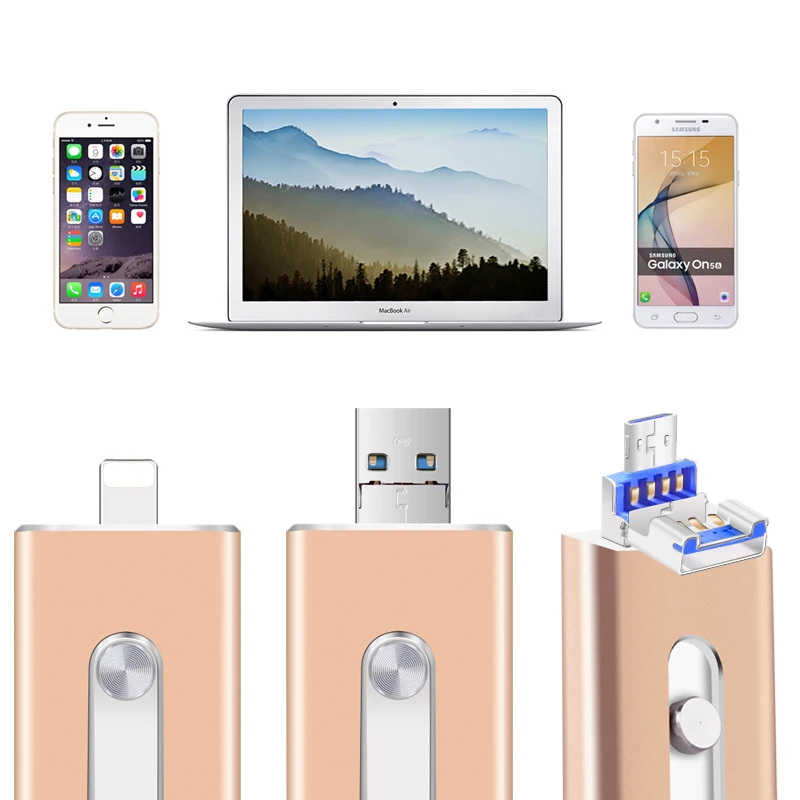 USB флеш накопитель USB3.0 OTG 128 ГБ 64 для iPhone 8/7/6 s/5 реальная емкость ГБ|USB