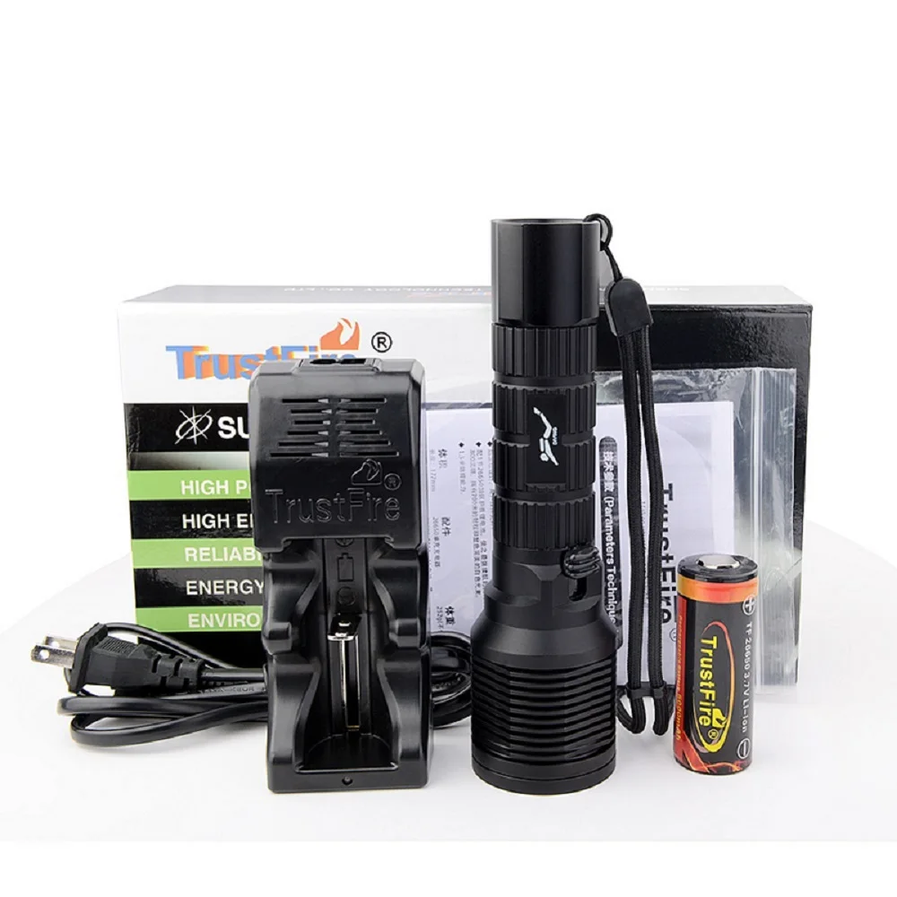 Battery Set XM-L2 светодиодный фонарик TrustFire DF007 для дайвинга Водонепроницаемый подводный 50 м осветитель для подводного плавания перезаряжаемая 26650 охотничья лампа - Испускаемый цвет: Battery Set