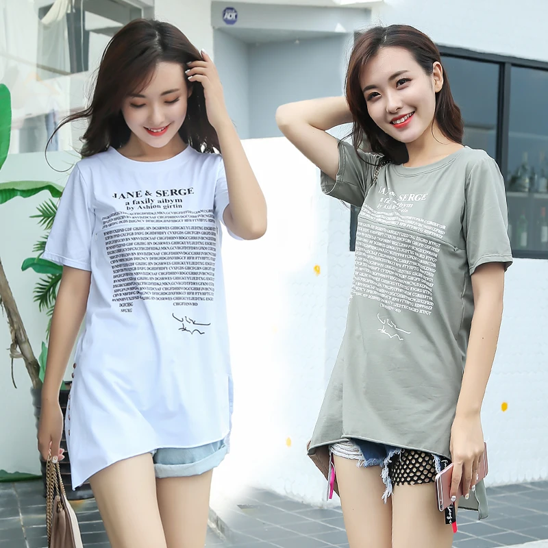 С принтом в виде букв для ухода за ребенком футболки девочек Одежда кормящих мам