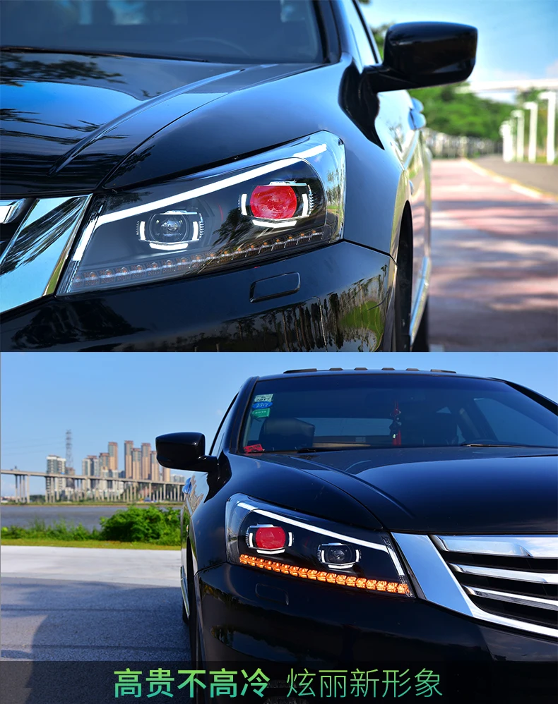 KOWELL автомобильный Стайлинг для Honda Accord фары 2008-2013 Red Eye для Accord 8 8th фары светодиодные DRL передние Биксеноновые линзы Двойные