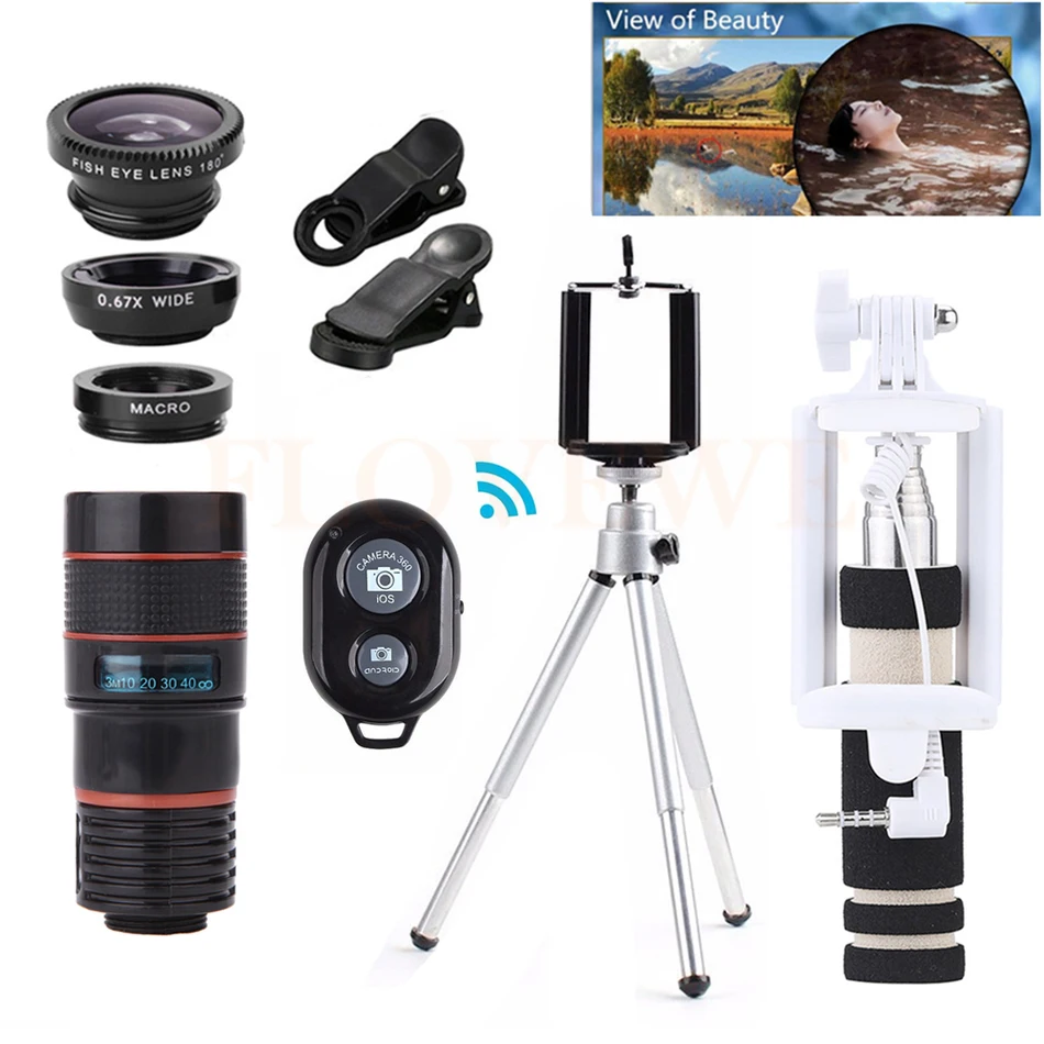 8X телефото телескоп Lentes + Штатив Держатель макрос телескопа Широкий формат Fisheye