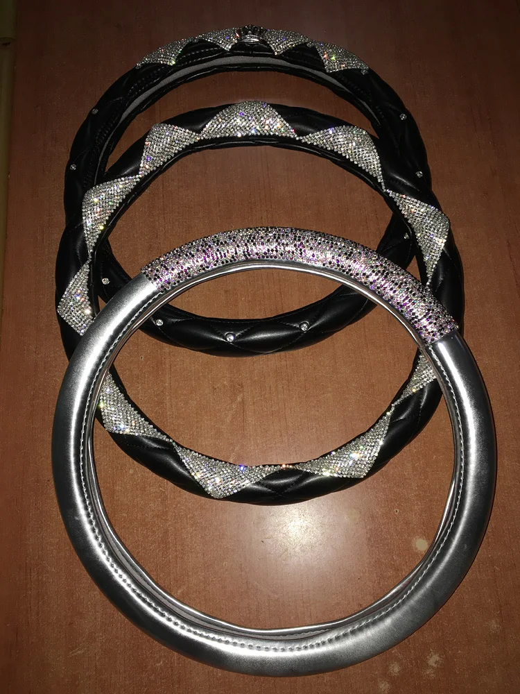 Роскошные Алмазные DAD Crown Кожаные чехлы рулевого колеса автомобиля с украшением в виде кристаллов автомобильные ручки для интерьера автомобильные аксессуары для девочек