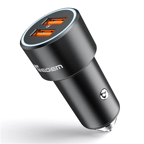 Black TIEGEM 36 Вт автомобильное зарядное устройство двойной USB быстрая зарядка 3,0 мобильный телефон автомобильное зарядное устройство адаптер быстрое зарядное устройство для samsung S8 S9 huawei P20 - Тип штекера: Black